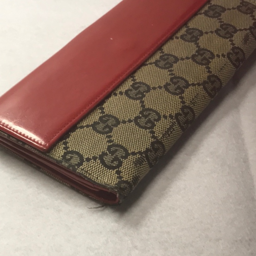 Canvas Gucci wallet blue red leather gold hardware - Picture 4 of 14